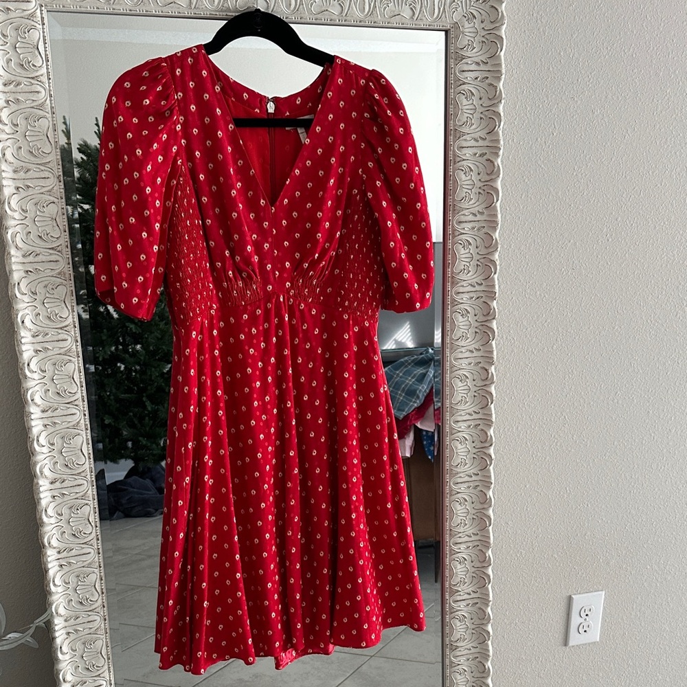 Rebecca Taylor Red and White Patterned Dress - Picture 1 of 5